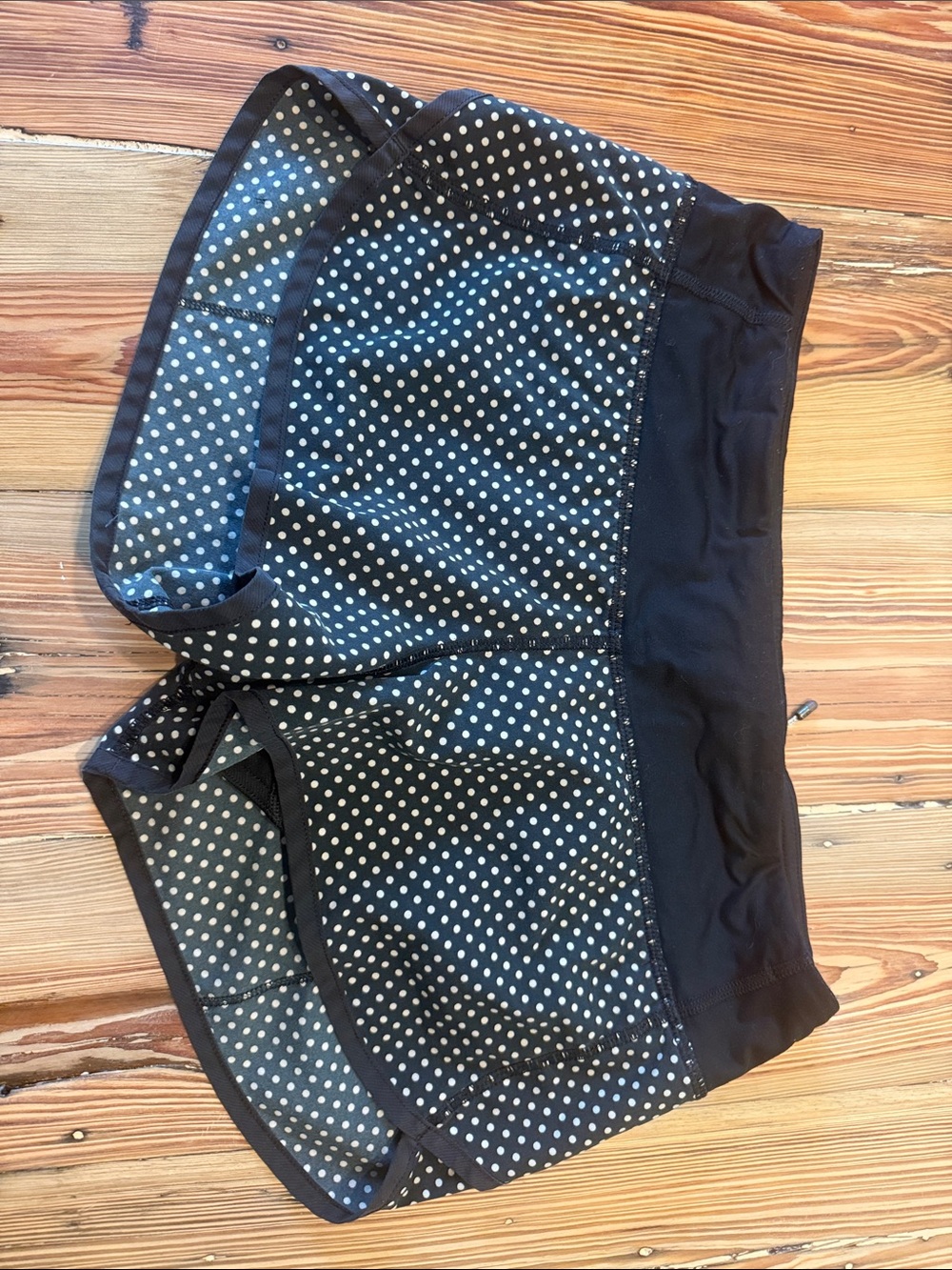 lululemon athletica Black Shorts with White Polka Dots